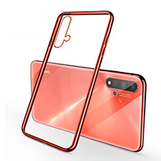 Silikon Schutzhülle Ultra Dünn Tasche Durchsichtig Transparent H02 für Huawei Nova 5 Rot