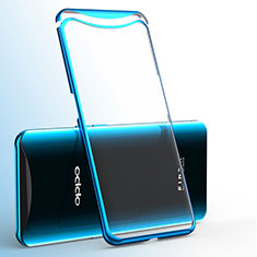 Silikon Schutzhülle Ultra Dünn Tasche Durchsichtig Transparent H02 für Oppo Find X Blau