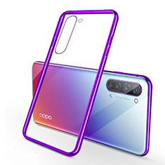 Silikon Schutzhülle Ultra Dünn Tasche Durchsichtig Transparent H02 für Oppo Find X2 Lite Violett