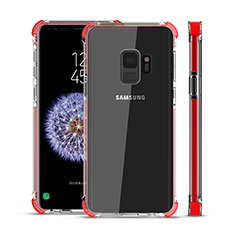 Silikon Schutzhülle Ultra Dünn Tasche Durchsichtig Transparent H02 für Samsung Galaxy S9 Rot