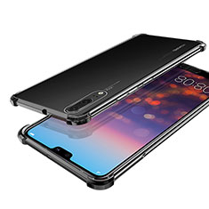 Silikon Schutzhülle Ultra Dünn Tasche Durchsichtig Transparent H03 für Huawei P20 Schwarz