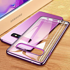 Silikon Schutzhülle Ultra Dünn Tasche Durchsichtig Transparent H03 für Samsung Galaxy S10 Violett