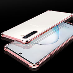 Silikon Schutzhülle Ultra Dünn Tasche Durchsichtig Transparent H04 für Samsung Galaxy Note 10 Plus 5G Rosegold