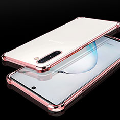 Silikon Schutzhülle Ultra Dünn Tasche Durchsichtig Transparent H04 für Samsung Galaxy Note 10 Plus Rosegold