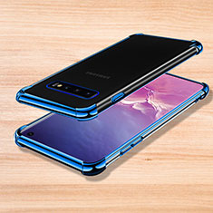 Silikon Schutzhülle Ultra Dünn Tasche Durchsichtig Transparent H04 für Samsung Galaxy S10 Blau