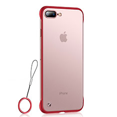 Silikon Schutzhülle Ultra Dünn Tasche Durchsichtig Transparent HT02 für Apple iPhone 7 Plus Rot