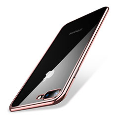 Silikon Schutzhülle Ultra Dünn Tasche Durchsichtig Transparent Q04 für Apple iPhone 7 Plus Rosegold