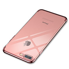 Silikon Schutzhülle Ultra Dünn Tasche Durchsichtig Transparent Q05 für Apple iPhone 8 Plus Rosegold