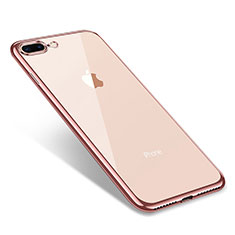 Silikon Schutzhülle Ultra Dünn Tasche Durchsichtig Transparent Q06 für Apple iPhone 7 Plus Rosegold