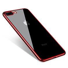 Silikon Schutzhülle Ultra Dünn Tasche Durchsichtig Transparent Q06 für Apple iPhone 7 Plus Rot