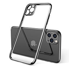 Silikon Schutzhülle Ultra Dünn Tasche Durchsichtig Transparent S01 für Apple iPhone 11 Pro Max Schwarz