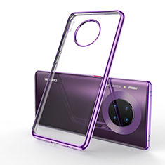 Silikon Schutzhülle Ultra Dünn Tasche Durchsichtig Transparent S01 für Huawei Mate 30 5G Violett