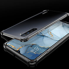 Silikon Schutzhülle Ultra Dünn Tasche Durchsichtig Transparent S01 für Oppo F15 Schwarz