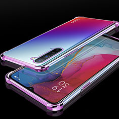 Silikon Schutzhülle Ultra Dünn Tasche Durchsichtig Transparent S01 für Oppo F15 Violett