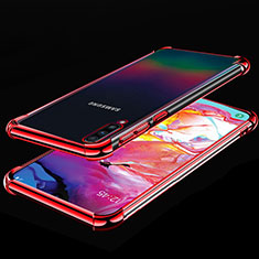 Silikon Schutzhülle Ultra Dünn Tasche Durchsichtig Transparent S01 für Samsung Galaxy A70 Rot