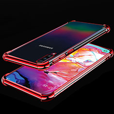 Silikon Schutzhülle Ultra Dünn Tasche Durchsichtig Transparent S01 für Samsung Galaxy A70S Rot