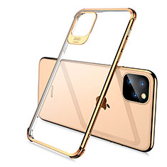 Silikon Schutzhülle Ultra Dünn Tasche Durchsichtig Transparent S02 für Apple iPhone 11 Pro Max Gold