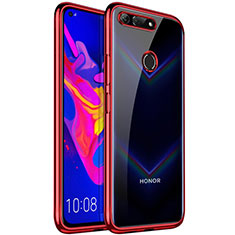 Silikon Schutzhülle Ultra Dünn Tasche Durchsichtig Transparent S02 für Huawei Honor V20 Rot