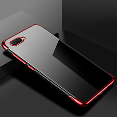 Silikon Schutzhülle Ultra Dünn Tasche Durchsichtig Transparent S02 für Oppo R17 Neo Rot