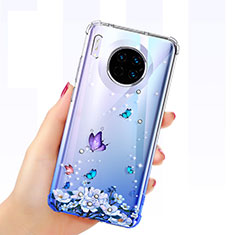 Silikon Schutzhülle Ultra Dünn Tasche Durchsichtig Transparent Schmetterling für Huawei Mate 30E Pro 5G Blau