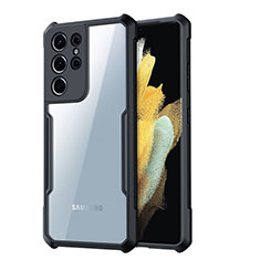 Silikon Schutzhülle Ultra Dünn Tasche Durchsichtig Transparent T05 für Samsung Galaxy S21 Ultra 5G Schwarz