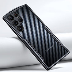Silikon Schutzhülle Ultra Dünn Tasche Durchsichtig Transparent T06 für Samsung Galaxy S21 Ultra 5G Schwarz