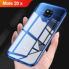 Silikon Schutzhülle Ultra Dünn Tasche Durchsichtig Transparent T07 für Huawei Mate 20 X Blau
