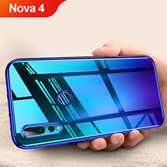 Silikon Schutzhülle Ultra Dünn Tasche Durchsichtig Transparent T11 für Huawei Nova 4 Blau