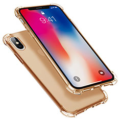 Silikon Schutzhülle Ultra Dünn Tasche Durchsichtig Transparent U01 für Apple iPhone Xs Gold