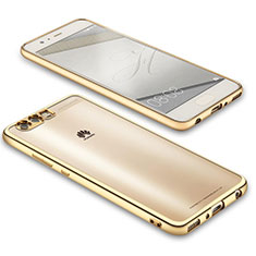 Silikon Schutzhülle Ultra Dünn Tasche Durchsichtig Transparent U02 für Huawei P10 Plus Gold