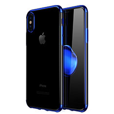 Silikon Schutzhülle Ultra Dünn Tasche Durchsichtig Transparent V02 für Apple iPhone X Blau