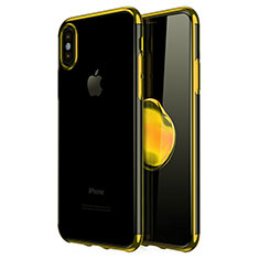 Silikon Schutzhülle Ultra Dünn Tasche Durchsichtig Transparent V02 für Apple iPhone X Gold