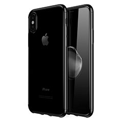 Silikon Schutzhülle Ultra Dünn Tasche Durchsichtig Transparent V02 für Apple iPhone X Schwarz