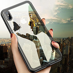 Silikon Schutzhülle Ultra Dünn Tasche Durchsichtig Transparent V08 für Apple iPhone X Schwarz