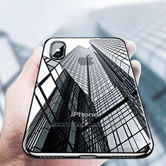 Silikon Schutzhülle Ultra Dünn Tasche Durchsichtig Transparent V12 für Apple iPhone Xs Max Schwarz