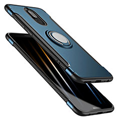 Silikon Schutzhülle und Kunststoff Tasche mit Fingerring Ständer für Huawei Mate 10 Lite Blau