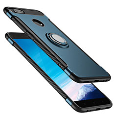 Silikon Schutzhülle und Kunststoff Tasche mit Fingerring Ständer für Xiaomi Mi 5X Blau
