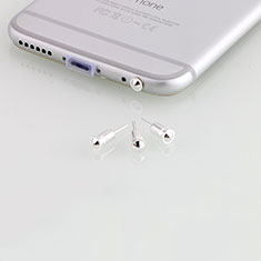 Staubschutz Stöpsel Passend Jack 3.5mm Android Apple Universal D05 für Sharp Aquos Sense4 Basic Silber
