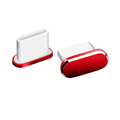 Staubschutz Stöpsel Passend USB-C Jack Type-C Universal H06 für Handy Zubehoer Kfz Ladekabel Rot