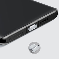 Staubschutz Stöpsel Passend USB-C Jack Type-C Universal H08 für Oppo A1x 5G Silber