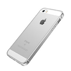Tasche Luxus Aluminium Metall Rahmen für Apple iPhone SE Silber