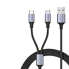 USB Ladekabel Kabel Android Micro USB Type-C 2A H01 für Samsung Galaxy A3 2017 Schwarz