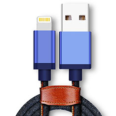 USB Ladekabel Kabel D01 für Apple iPhone SE Blau