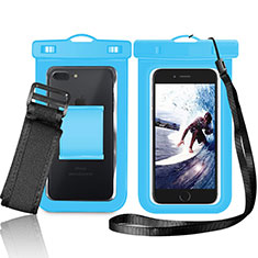 Wasserdicht Unterwasser Handy Tasche Universal W05 für Sharp Aquos R6 Blau