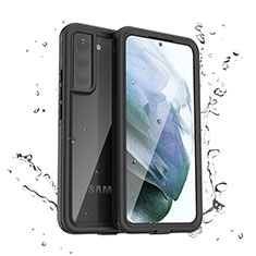 Wasserdicht Unterwasser Silikon Hülle Handyhülle und Kunststoff Waterproof Schutzhülle 360 Grad Ganzkörper Tasche für Samsung Galaxy S21 Plus 5G Schwarz