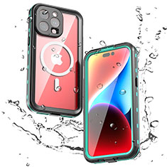 Wasserdicht Unterwasser Silikon Hülle Handyhülle und Kunststoff Waterproof Schutzhülle 360 Grad Ganzkörper Tasche mit Mag-Safe Magnetic Magnetisch für Apple iPhone 13 Pro Grün