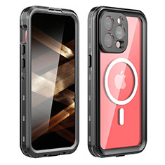 Wasserdicht Unterwasser Silikon Hülle Handyhülle und Kunststoff Waterproof Schutzhülle 360 Grad Ganzkörper Tasche mit Mag-Safe Magnetic Magnetisch HJ1 für Apple iPhone 13 Pro Max Schwarz