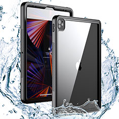 Wasserdicht Unterwasser Silikon Hülle Handyhülle und Kunststoff Waterproof Schutzhülle 360 Grad Ganzkörper Tasche W01 für Apple iPad Pro 12.9 (2021) Schwarz