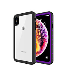 Wasserdicht Unterwasser Silikon Hülle Handyhülle und Kunststoff Waterproof Schutzhülle 360 Grad Tasche W01 für Apple iPhone Xs Max Violett