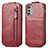 Handyhülle Hülle Flip Tasche Leder für Motorola Moto E32 Rot